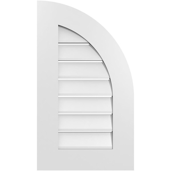 Ekena Millwork Quarter Round Top Right Surface Mount PVC Gable Vent w/ 3-1/2"W x 1"P Standard Frame, 16"W x 28"H GVPQR16X2801SF - main